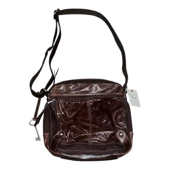 Fossil Dark Brown Crossbody Bag Genuine Leather - Picture 4 of 7